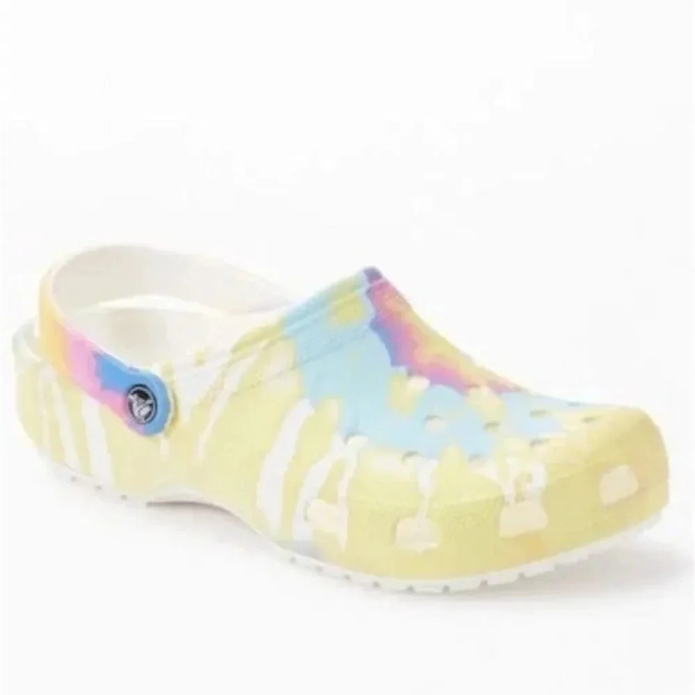 Crocs classic tie-dyed Clogs Graphic Unisex Womens 11 Mens 9‎ White Multi NEW